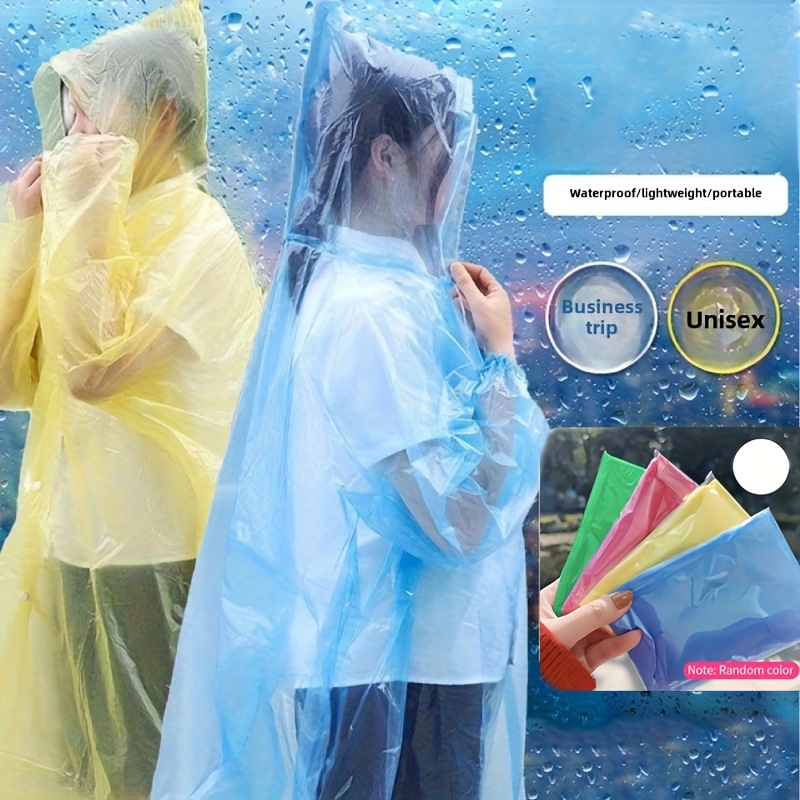 Emergency Poncho Rain - 5/10 szt. Jednorazowe Wodoodporne Płaszcze Przeciwdeszczowe