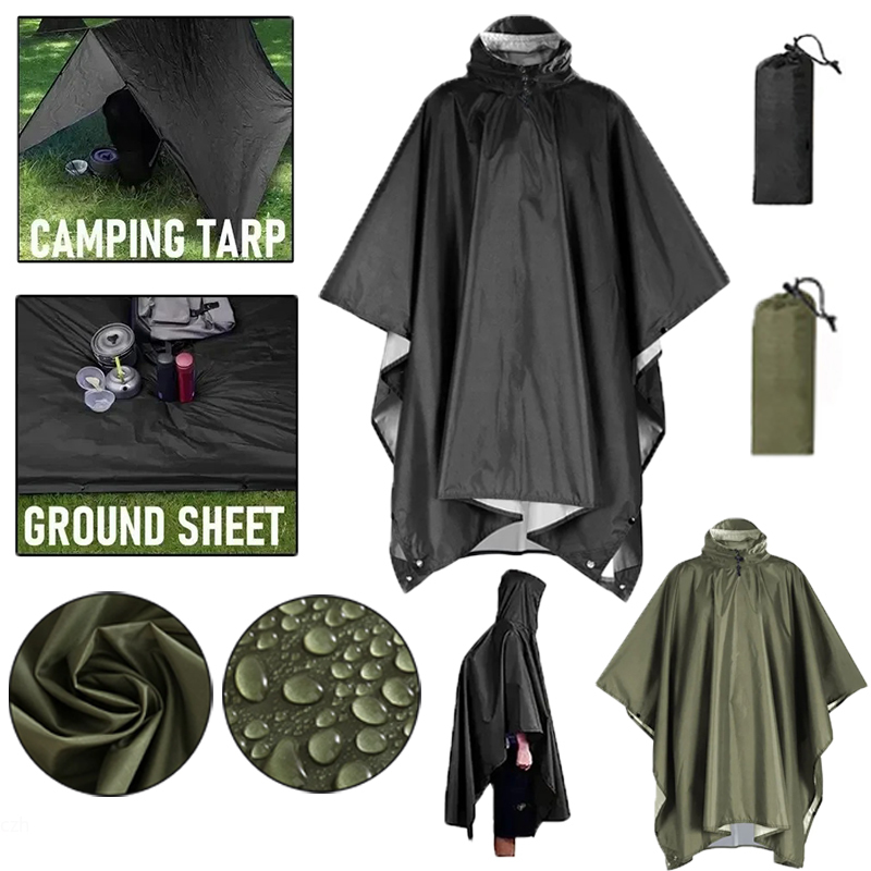 Emergency Poncho Rain - Płaszcz przeciwdeszczowy wojskowy 3 w 1